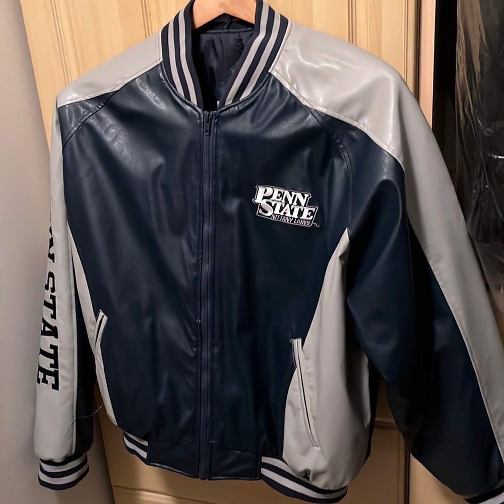 Penn State Mens-L Faux Leather Jacket